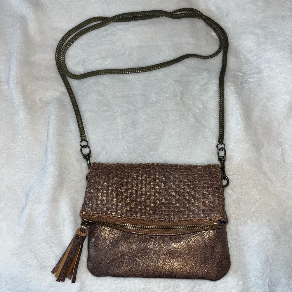 CLOSET CLEAR OUT 🎉 Anthropologie Deux Lux Bronze Crossbody Bag - Picture 2 of 6